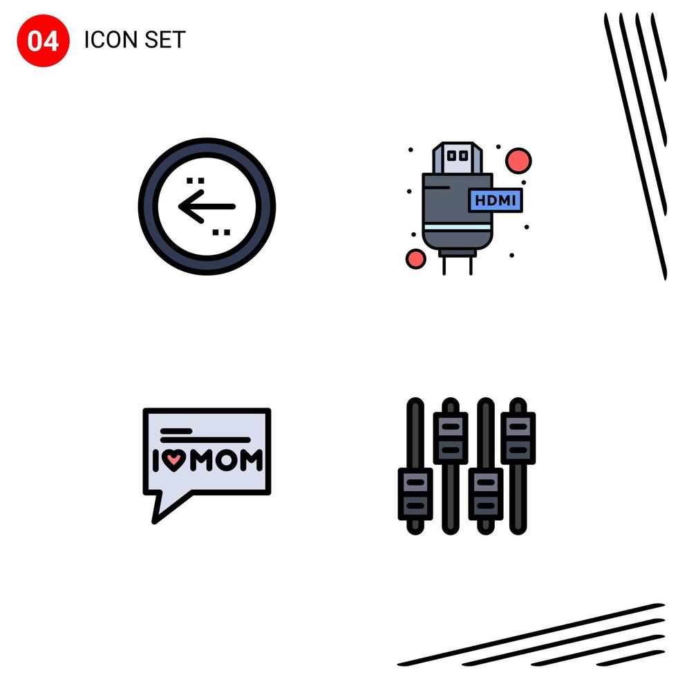 Group of 4 Modern Filledline Flat Colors Set for arrow love direction extension equalizer Editable Vector Design Elements