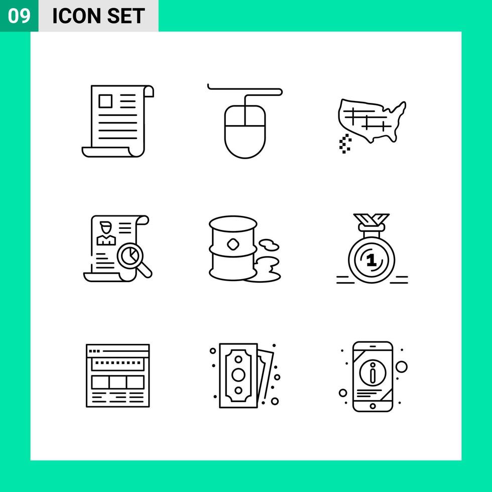 Pack of 9 Line Style Icon Set Outline Symbols for print Creative Signs Isolated on White Background 9 Icon Set vector