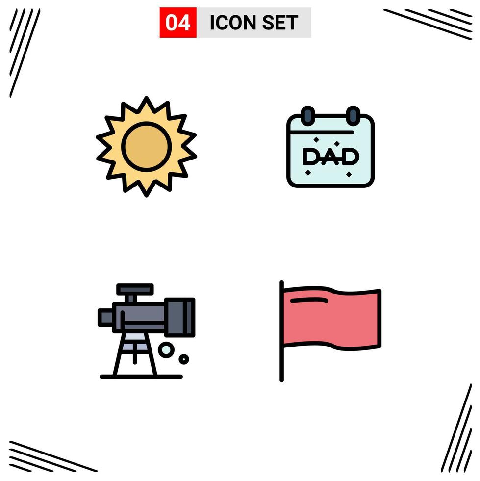 4 Filledline Flat Color concept for Websites Mobile and Apps chamomile scope nature father telescope Editable Vector Design Elements