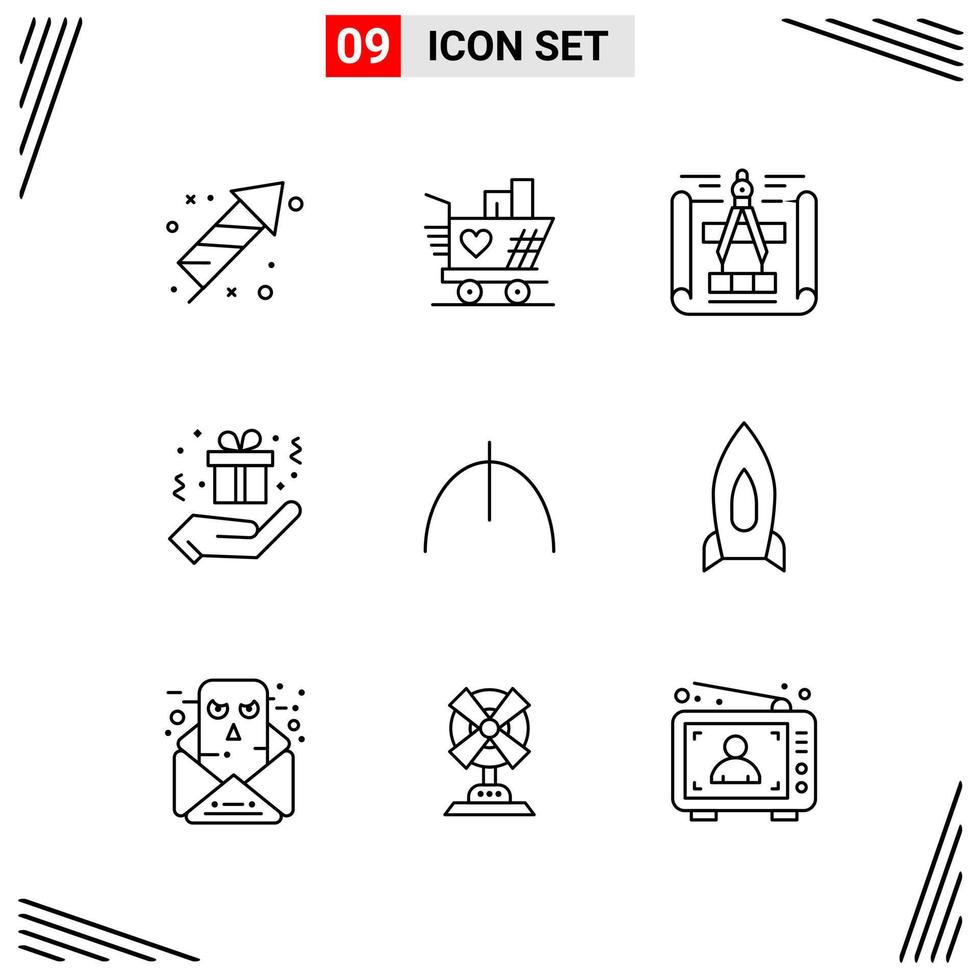 9 Icons Line Style Grid Based Creative Outline Symbols for Website Design Simple Line Icon Signs Isolated on White Background 9 Icon Set vector