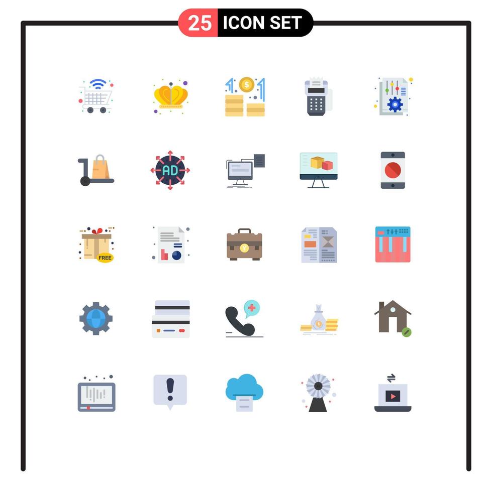 Set of 25 Modern UI Icons Symbols Signs for file payment career machine cashless Editable Vector Design Elements