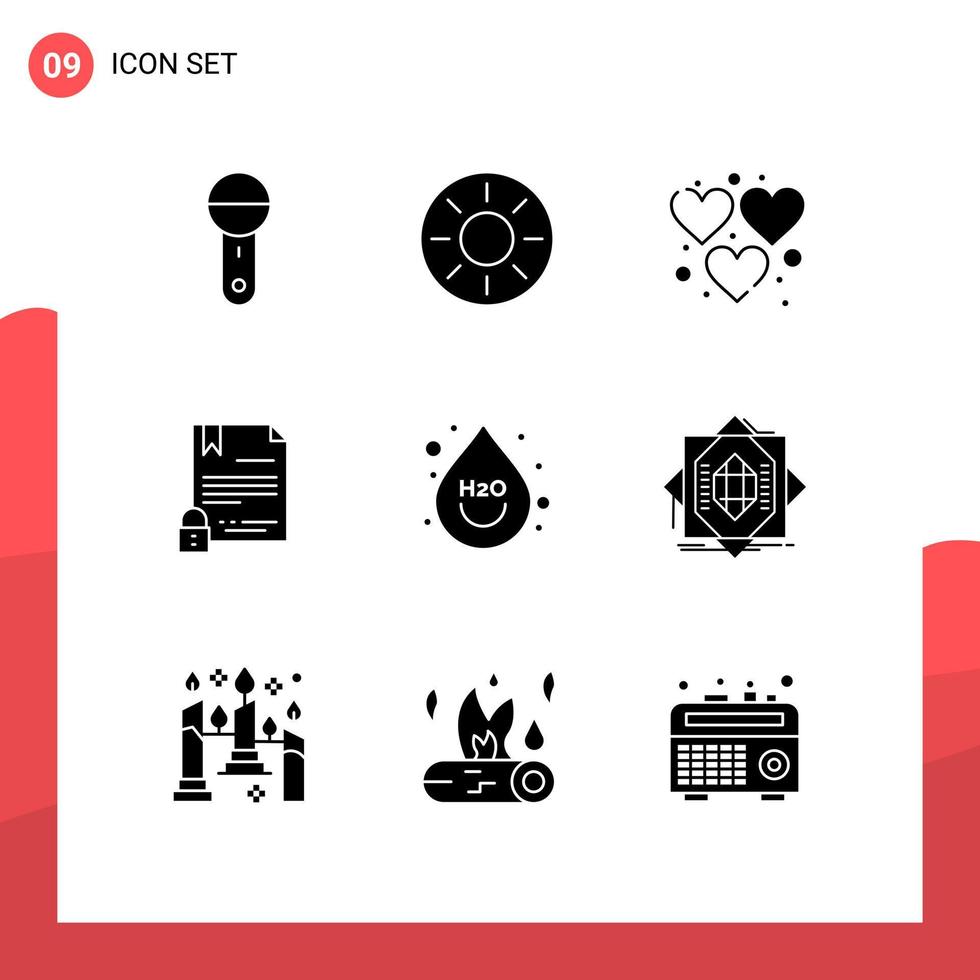 conjunto de 9 iconos de interfaz de usuario modernos signos de símbolos para contrato de documento juego de firma electrónica kiwi elementos de diseño vectorial editables vector