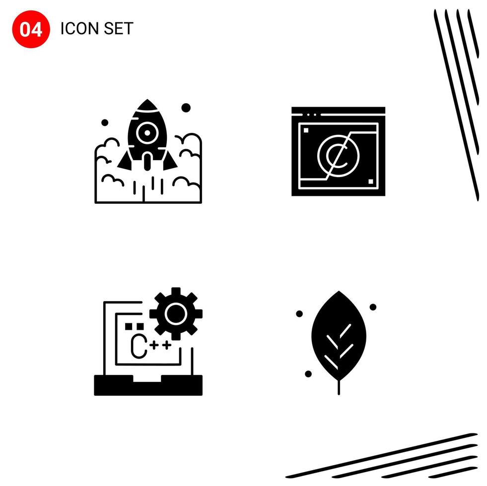 Collection of 4 Vector Icons in solid style Pixle Perfect Glyph Symbols for Web and Mobile Solid Icon Signs on White Background 4 Icons