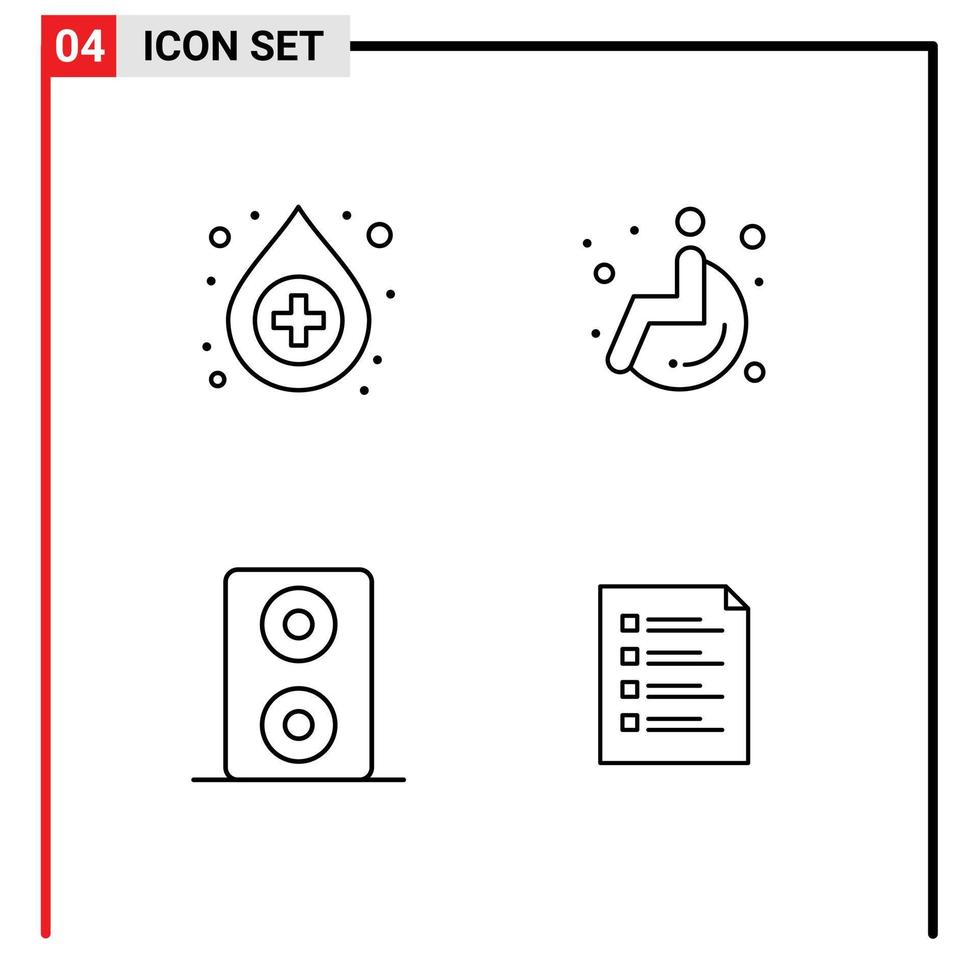 Editable Vector Line Pack of 4 Simple Filledline Flat Colors of antidote file medical speakers page Editable Vector Design Elements