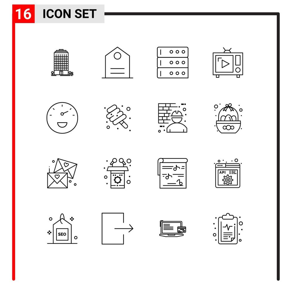 16 Thematic Vector Outlines and Editable Symbols of speed gauge database vintage tv tv Editable Vector Design Elements