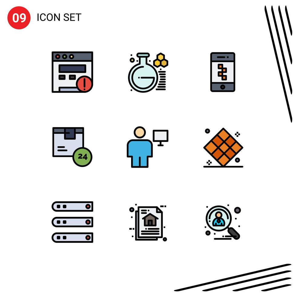 Set of 9 Modern UI Icons Symbols Signs for body time communications shipping delivery Editable Vector Design Elements