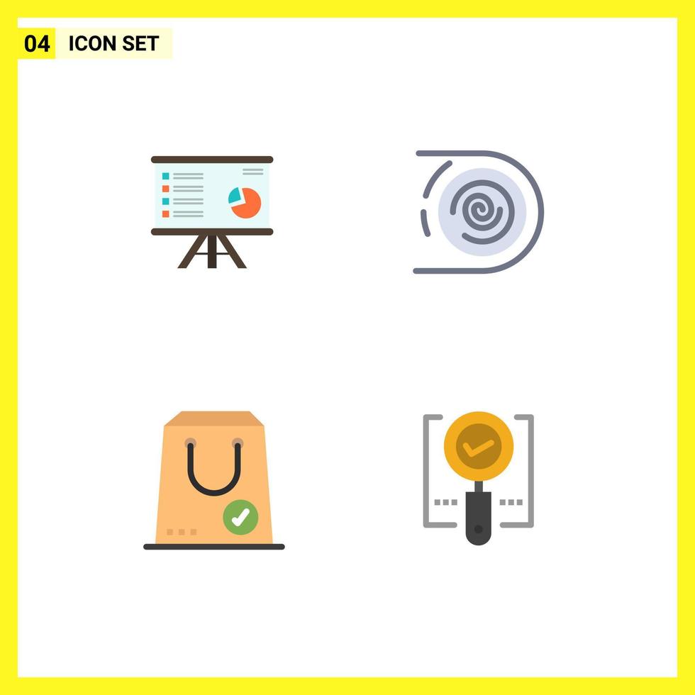 Set of 4 Modern UI Icons Symbols Signs for presentation cycle chart report endless Editable Vector Design Elements