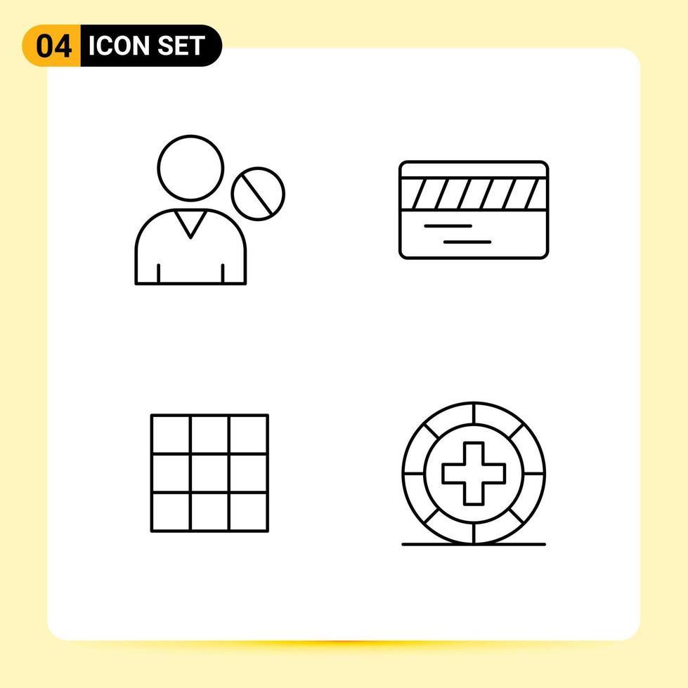 4 Universal Line Signs Symbols of avatar ui people transport disease Editable Vector Design Elements