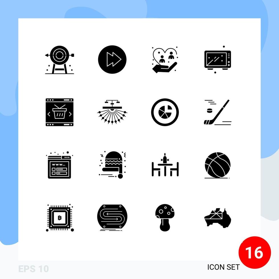 16 Universal Solid Glyphs Set for Web and Mobile Applications app kitchen caring food baking Editable Vector Design Elements