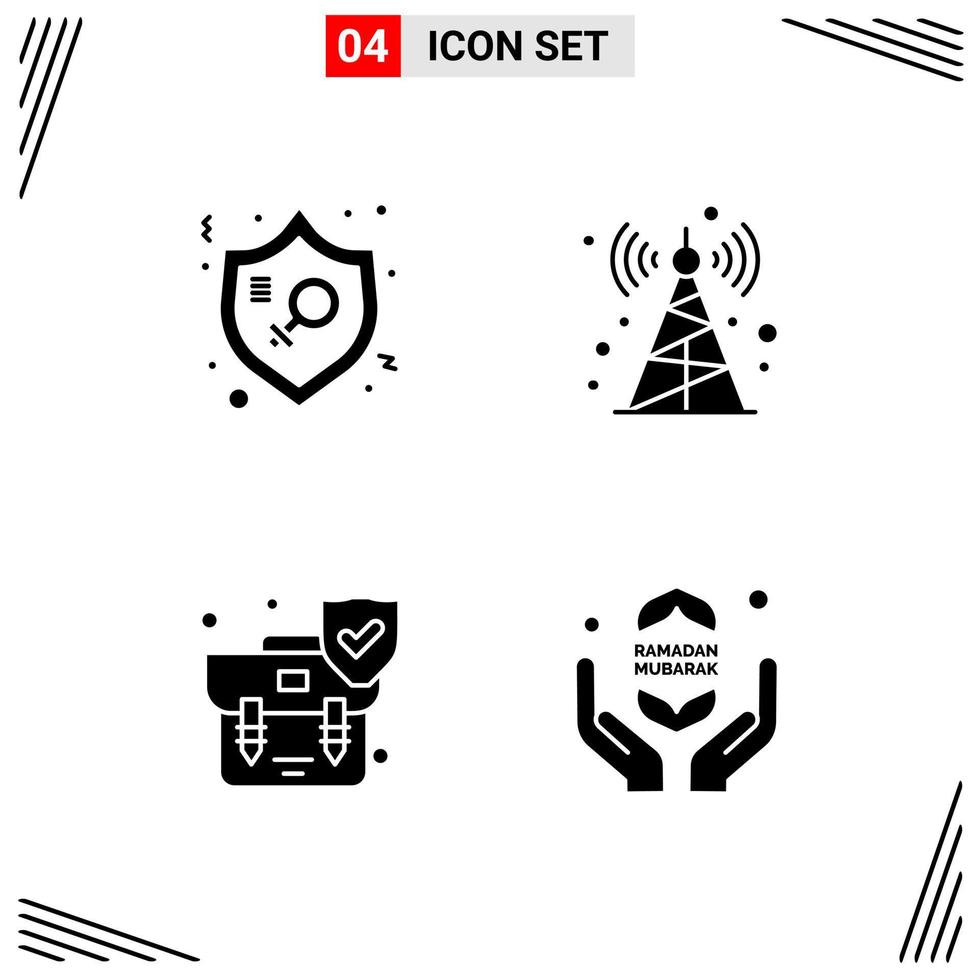 4 iconos símbolos de glifos creativos basados en cuadrícula de estilo sólido para el diseño de sitios web signos de iconos sólidos simples aislados en fondo blanco conjunto de 4 iconos vector