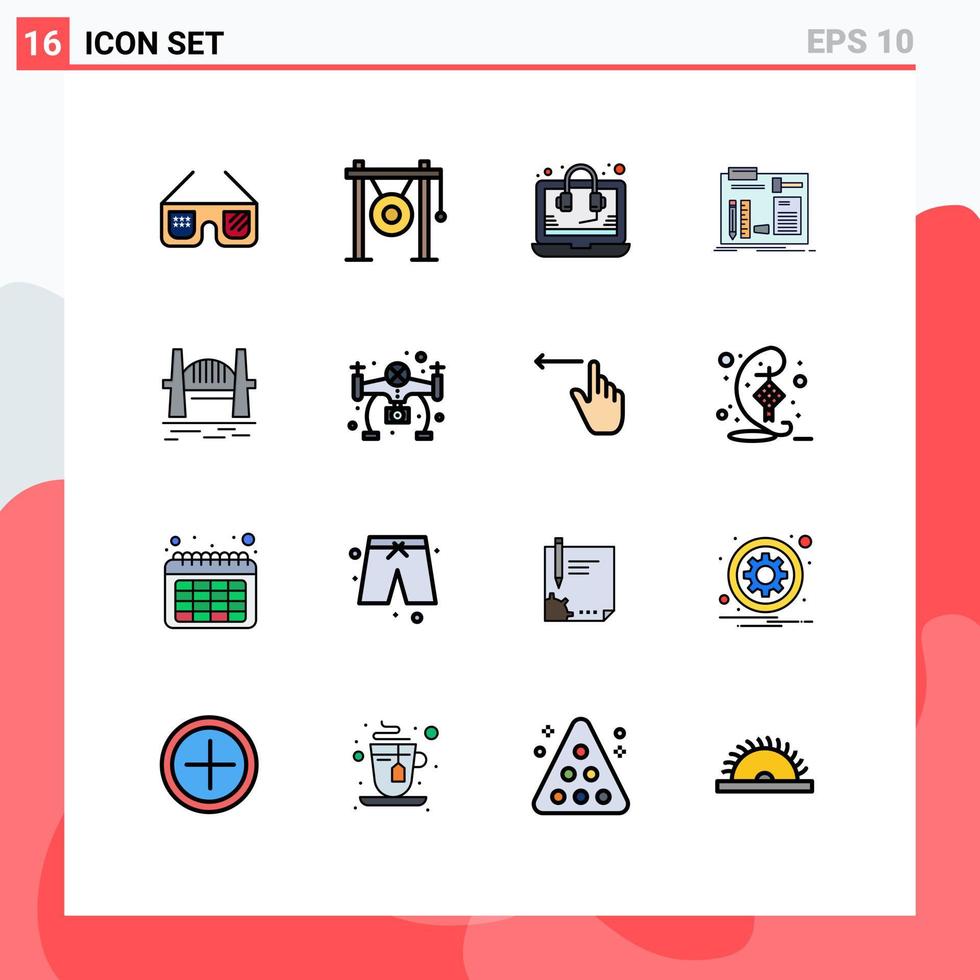 Set of 16 Modern UI Icons Symbols Signs for workshop diy sound construct support Editable Creative Vector Design Elements