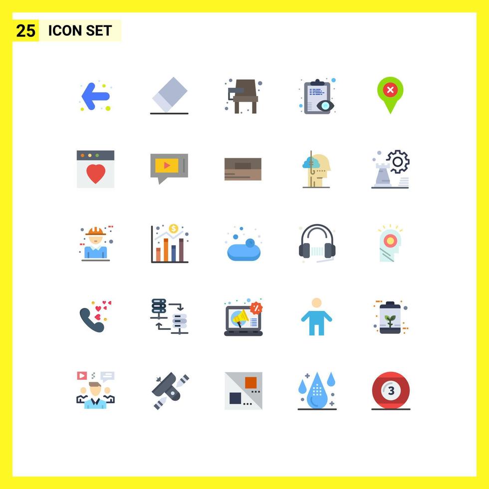 Pictogram Set of 25 Simple Flat Colors of app location school pin clipboard Editable Vector Design Elements