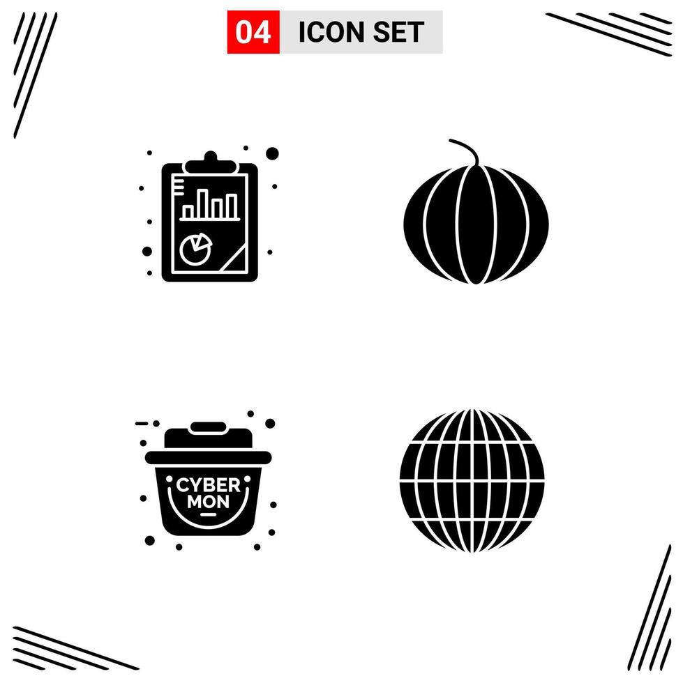 4 Icons Solid Style Grid Based Creative Glyph Symbols for Website Design Simple Solid Icon Signs Isolated on White Background 4 Icon Set vector