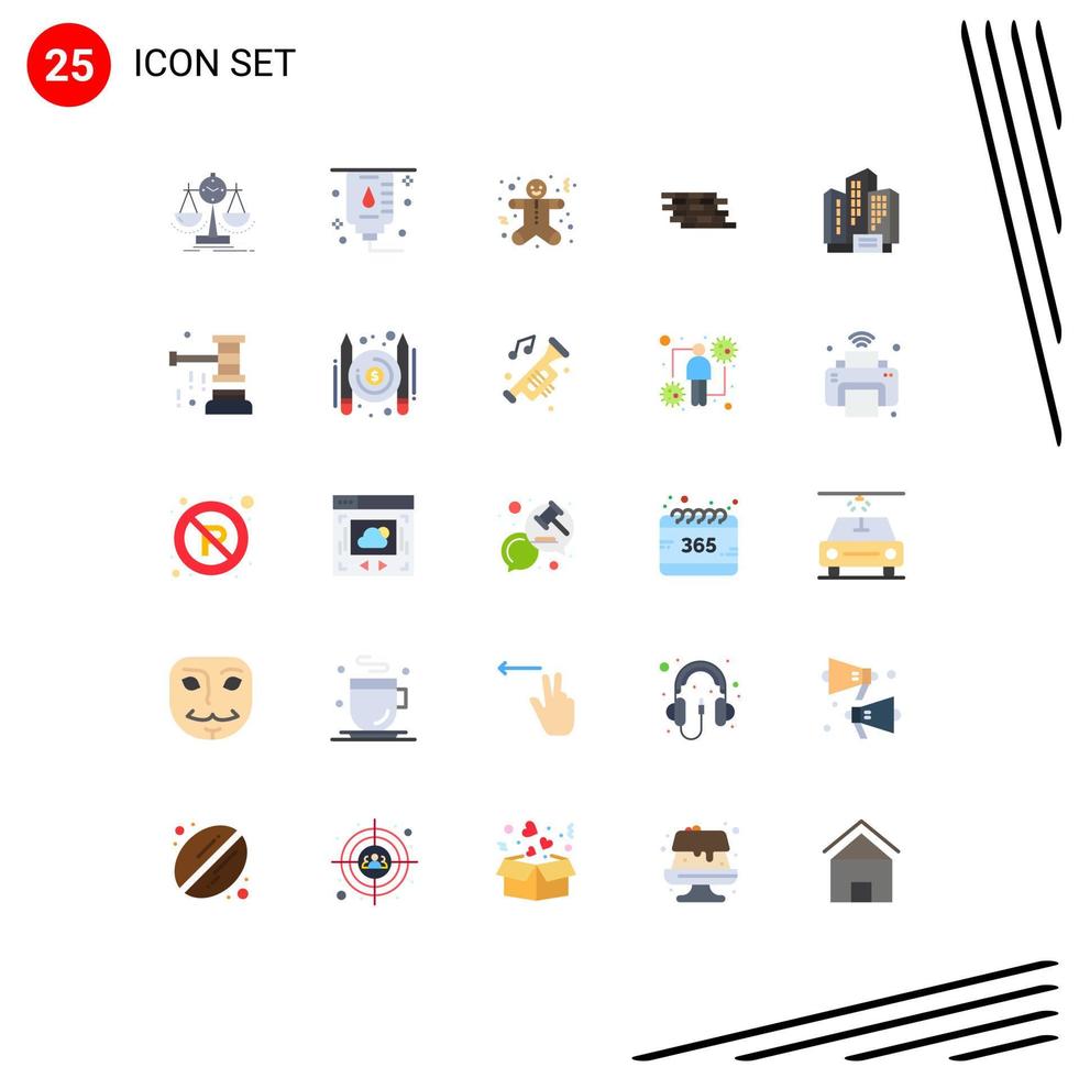 Universal Icon Symbols Group of 25 Modern Flat Colors of address brick christmas wall firewall Editable Vector Design Elements
