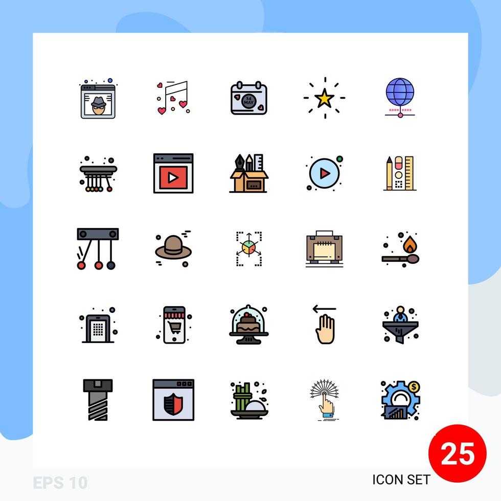 25 iconos creativos signos y símbolos modernos de marcadores de rendimiento de bodas de estrellas de Internet elementos de diseño de vectores editables