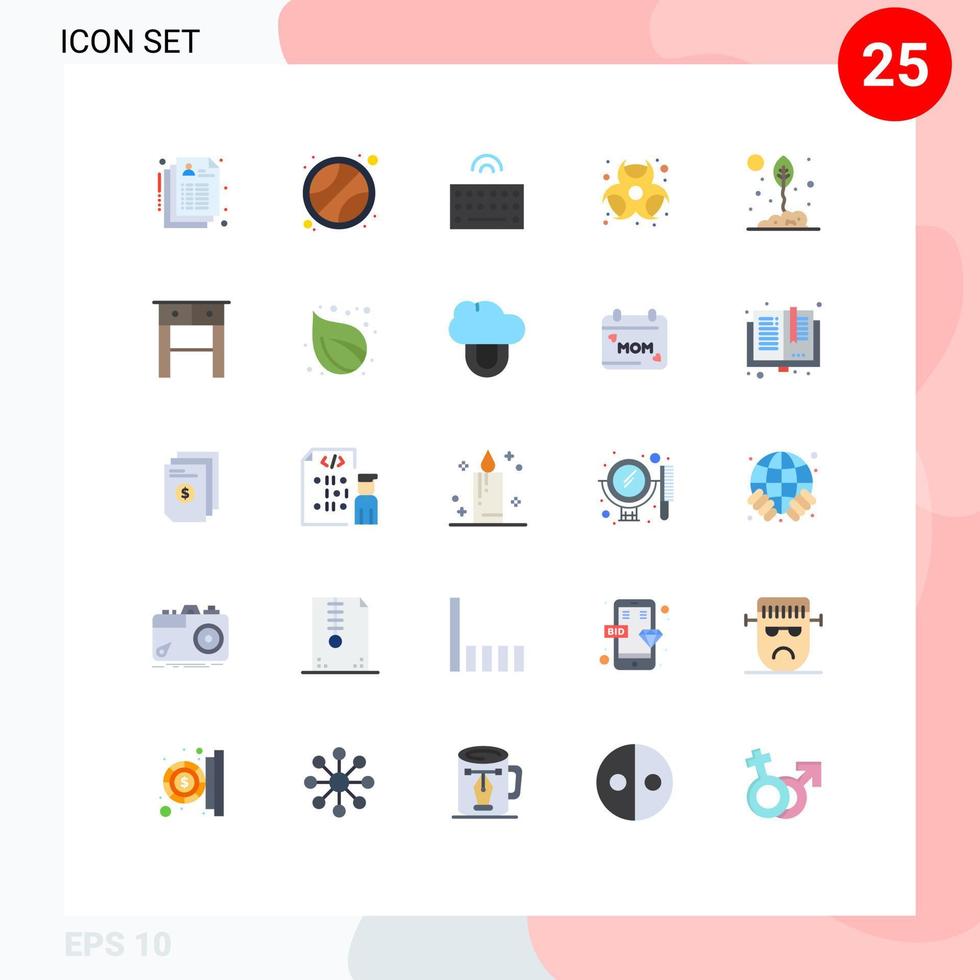 Set of 25 Vector Flat Colors on Grid for environment agriculture keyboard hazardous biohazard Editable Vector Design Elements