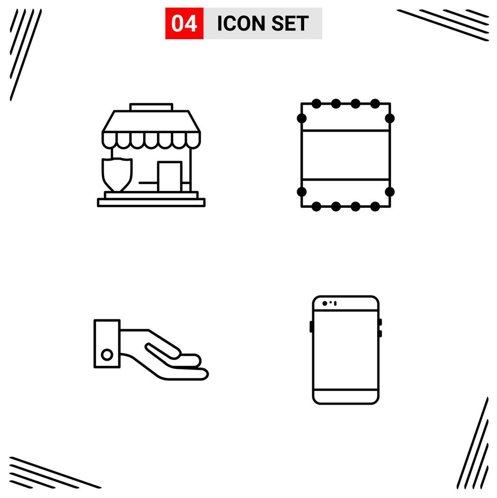 4 Icons Line Style Grid Based Creative Outline Symbols for Website Design Simple Line Icon Signs Isolated on White Background 4 Icon Set vector