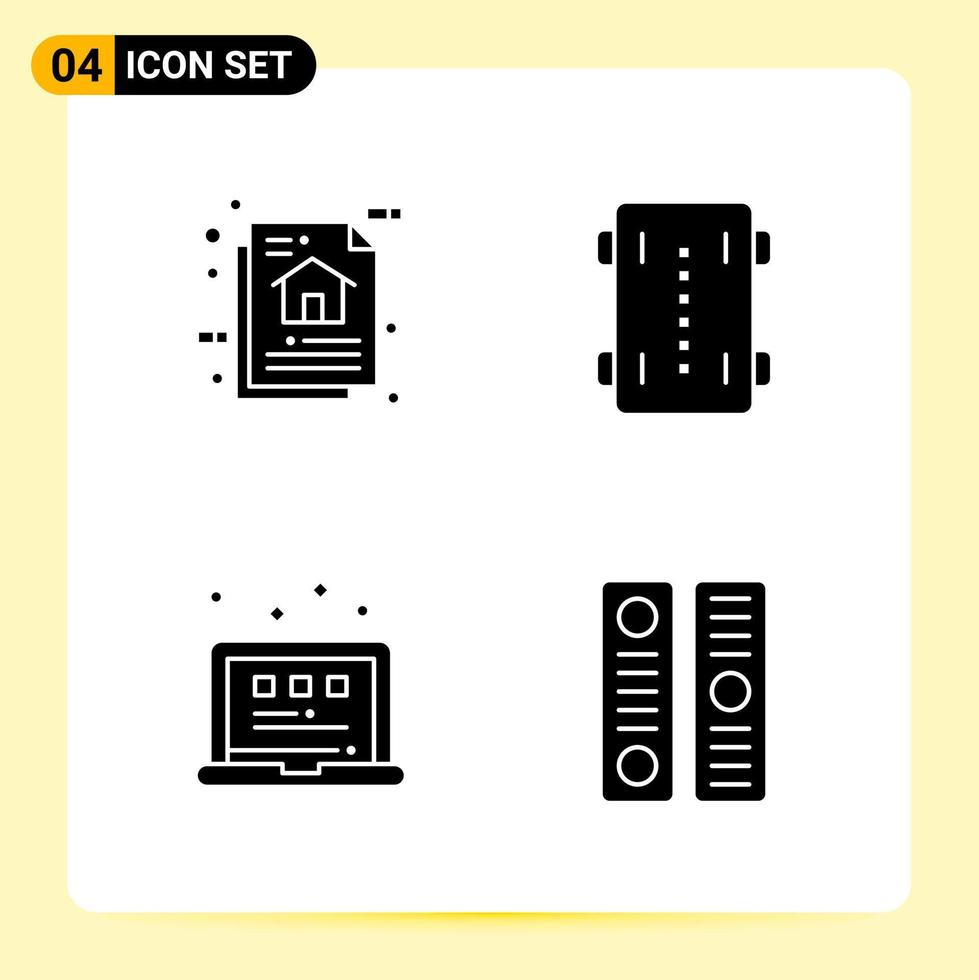 4 Creative Icons for Modern website design and responsive mobile apps 4 Glyph Symbols Signs on White Background 4 Icon Pack vector