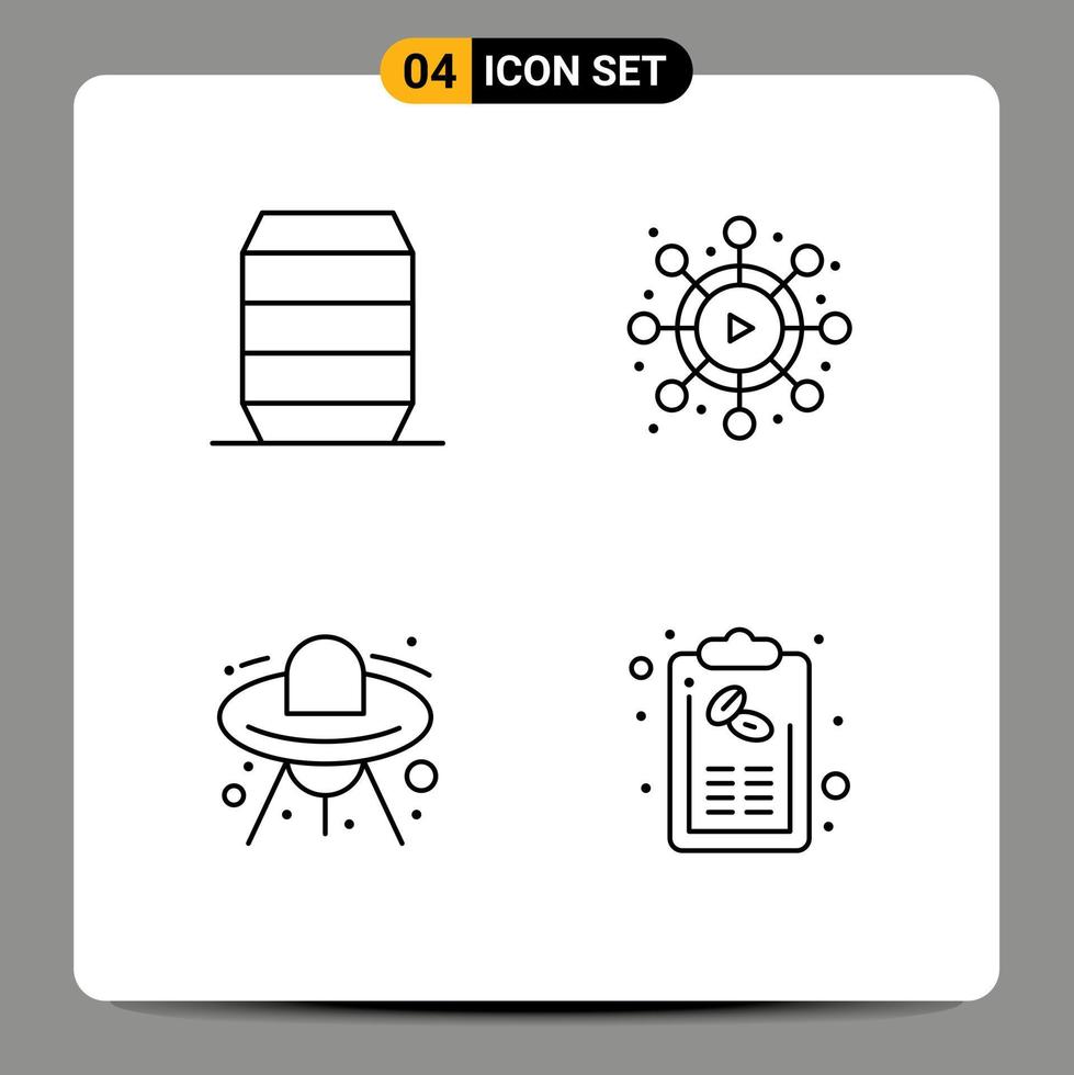 Modern Set of 4 Filledline Flat Colors and symbols such as beverages space food viral bill Editable Vector Design Elements