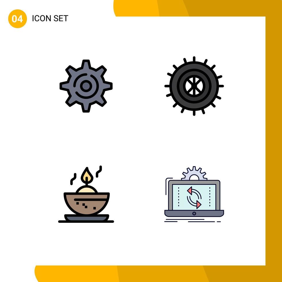 4 Universal Filledline Flat Color Signs Symbols of internet data studded bowl analysis Editable Vector Design Elements