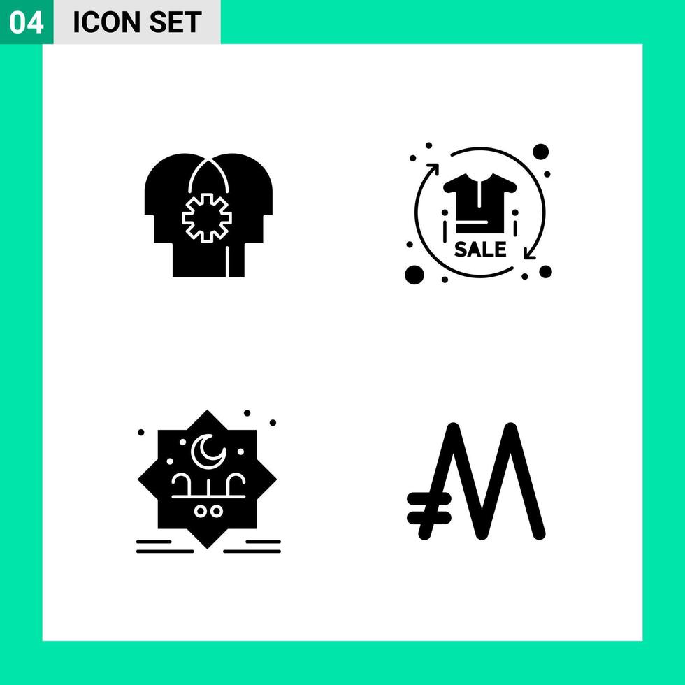 Pack of 4 Solid Style Icon Set Glyph Symbols for print Creative Signs Isolated on White Background 4 Icon Set vector