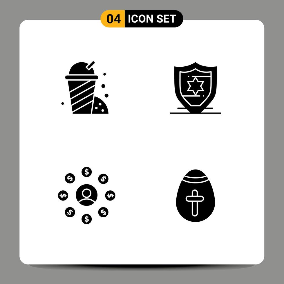 Modern Set of 4 Solid Glyphs Pictograph of fast food chain american user egg Editable Vector Design Elements