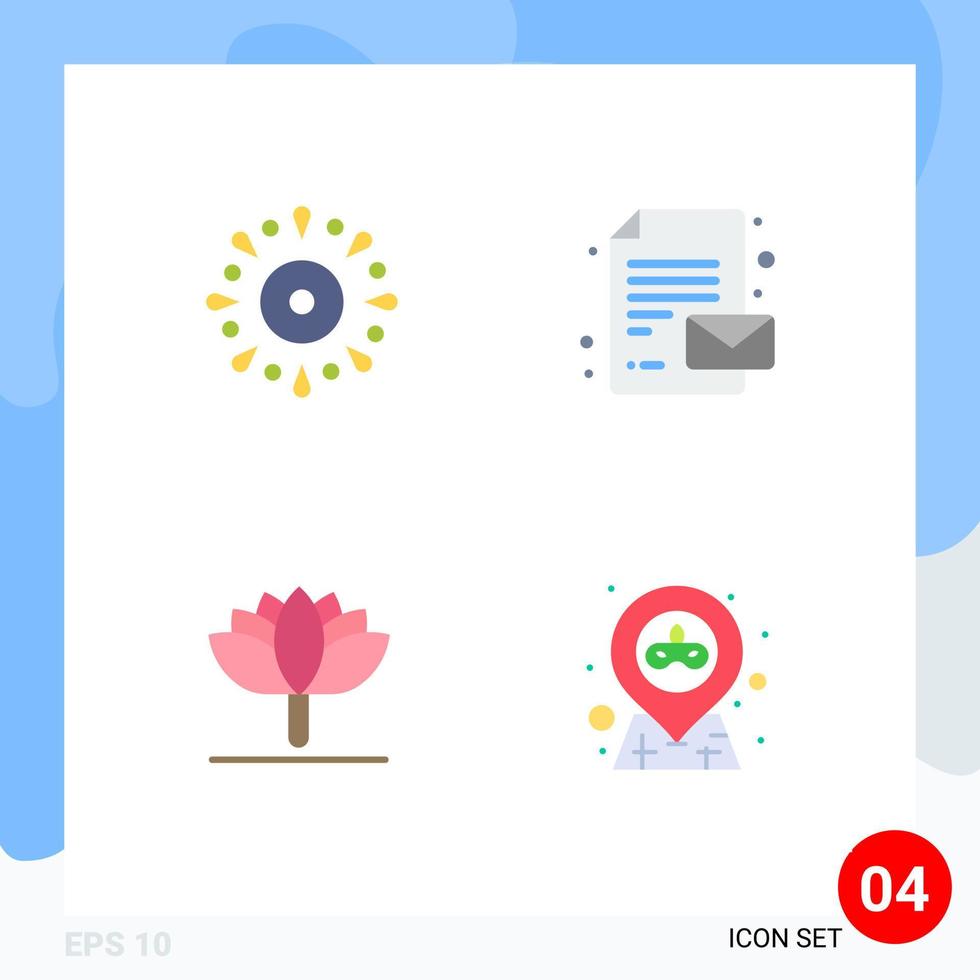 4 Thematic Vector Flat Icons and Editable Symbols of celebration spring flower holiday paper location Editable Vector Design Elements