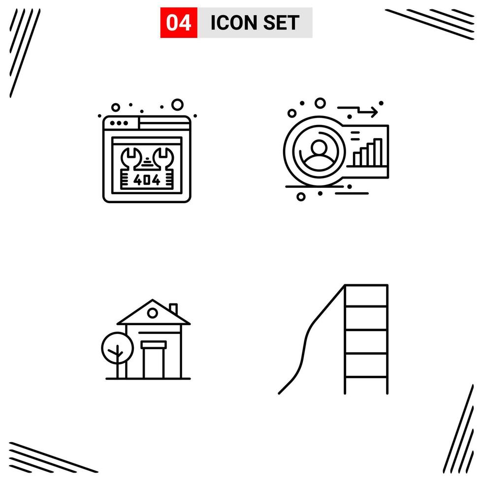4 Icons Line Style Grid Based Creative Outline Symbols for Website Design Simple Line Icon Signs Isolated on White Background 4 Icon Set vector