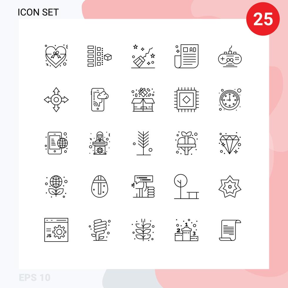 Line Pack of 25 Universal Symbols of controller marketing product business tips witchcraft Editable Vector Design Elements
