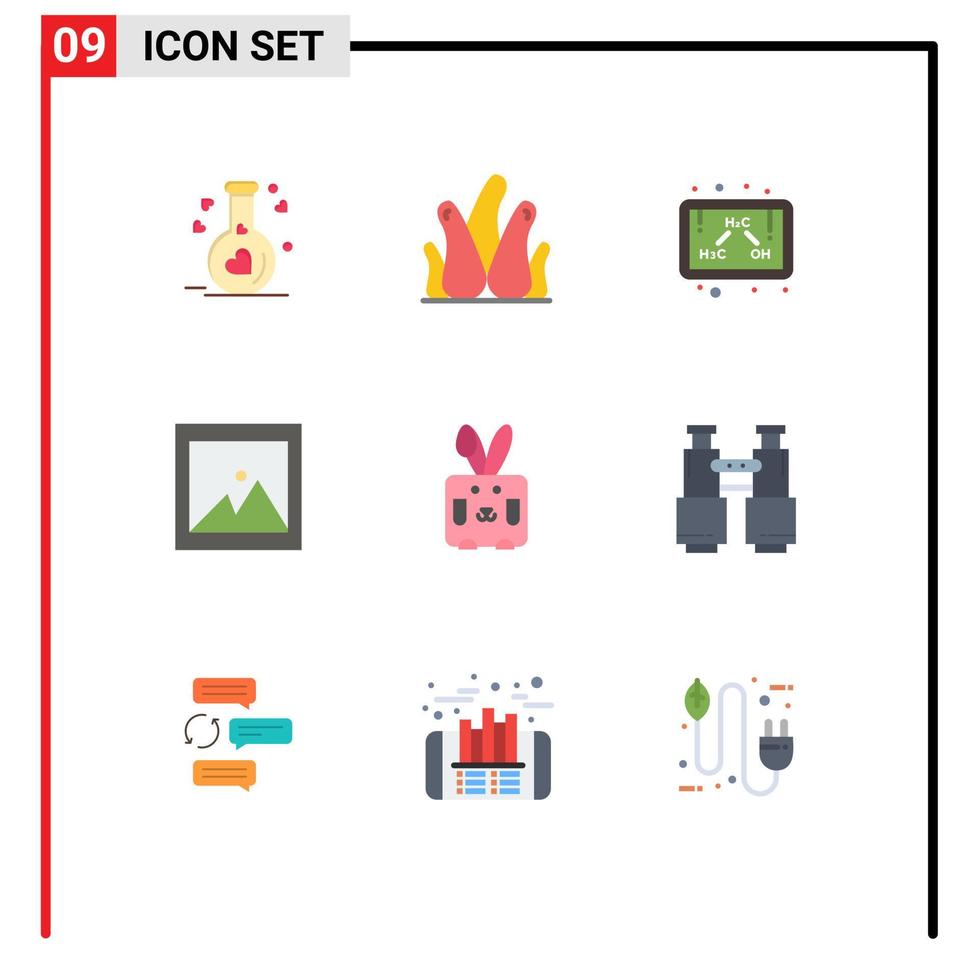 9 Creative Icons Modern Signs and Symbols of rabbit bynny chemistry picture image Editable Vector Design Elements