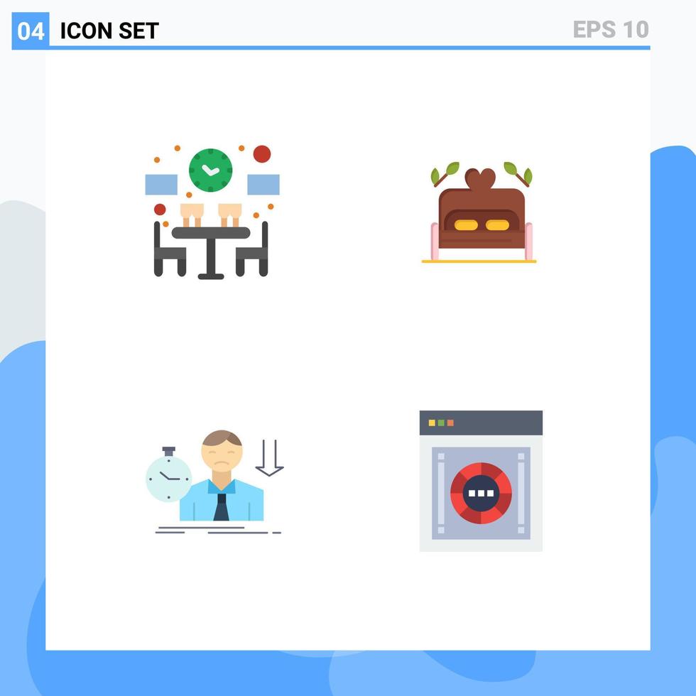 Modern Set of 4 Flat Icons and symbols such as couple fail time heart depression Editable Vector Design Elements