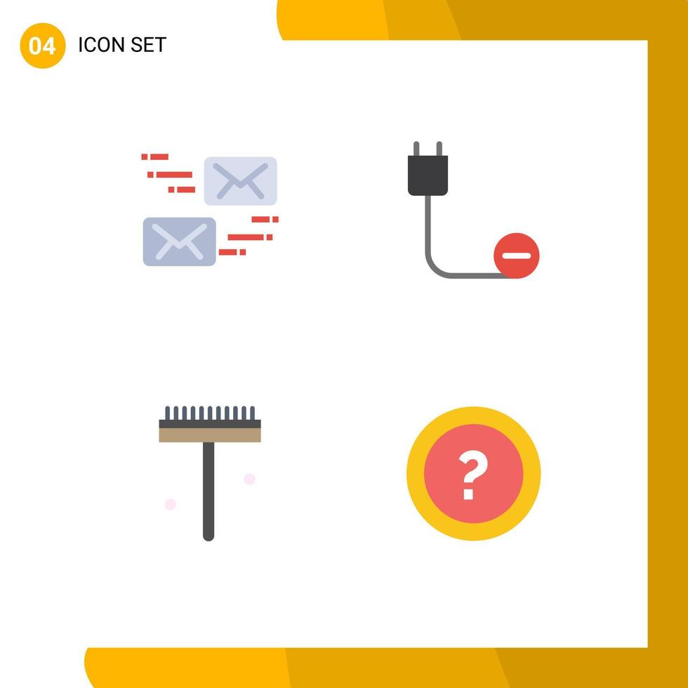 4 Thematic Vector Flat Icons and Editable Symbols of email garden message devices rake Editable Vector Design Elements