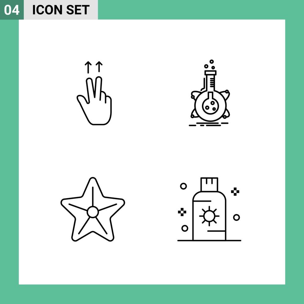 4 Universal Filledline Flat Colors Set for Web and Mobile Applications fingers sea research tube starfish Editable Vector Design Elements