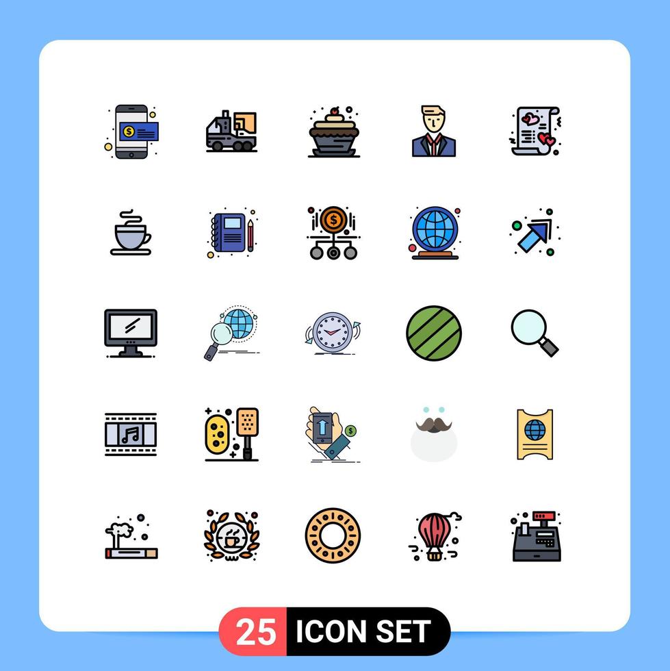 paquete de iconos vectoriales de stock de 25 signos y símbolos de línea para mr head life ceo cupcake food elementos de diseño vectorial editables vector