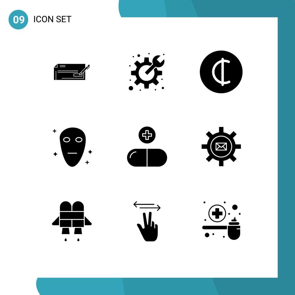 Stock Vector Icon Pack of 9 Line Signs and Symbols for medical space preferences galaxy money Editable Vector Design Elements