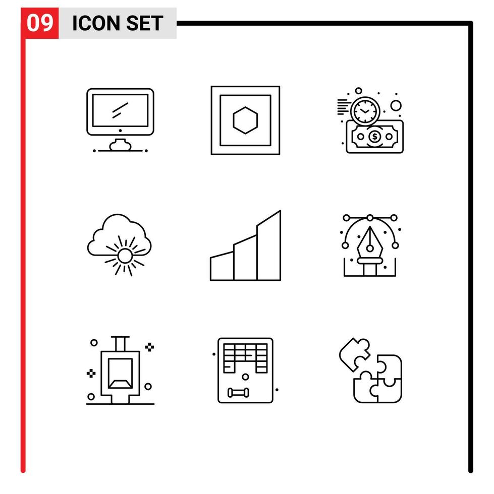 9 Outline concept for Websites Mobile and Apps architecture sun budget estimate spring cloud Editable Vector Design Elements