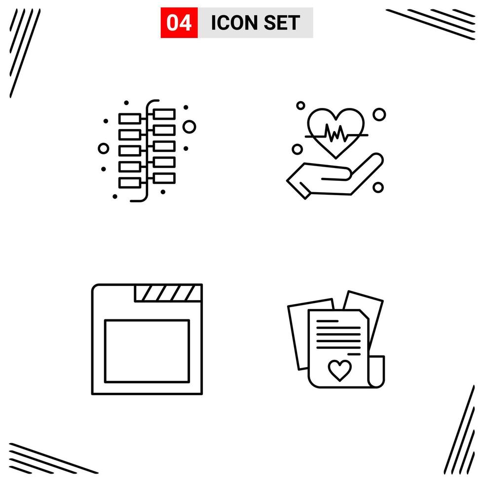 4 iconos estilo de línea cuadrícula basada en símbolos de contorno creativo para el diseño de sitios web signos de icono de línea simple aislados en fondo blanco 4 conjunto de iconos vector