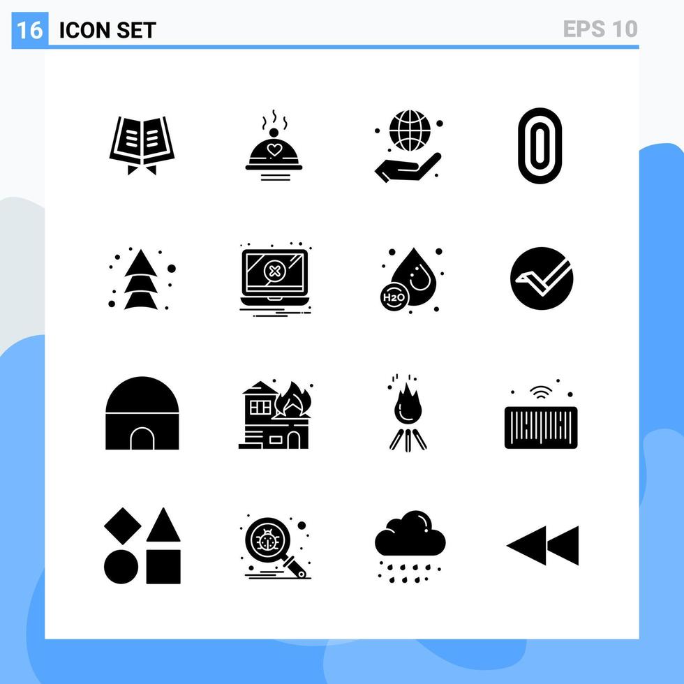 moderno 16 iconos de estilo sólido símbolos de glifo para uso general signo de icono sólido creativo aislado sobre fondo blanco paquete de 16 iconos vector