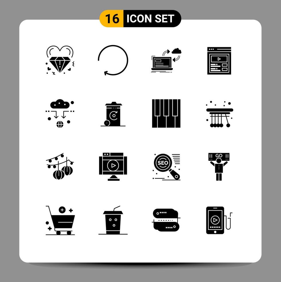 16 Creative Icons Modern Signs and Symbols of antenna user interface sync video arrows Editable Vector Design Elements