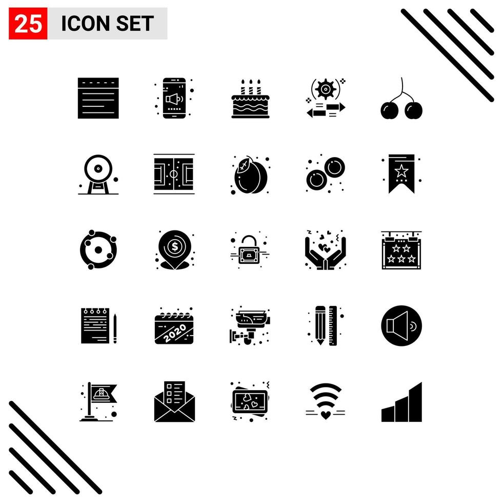Set of 25 Modern UI Icons Symbols Signs for food berry cake right arrow Editable Vector Design Elements