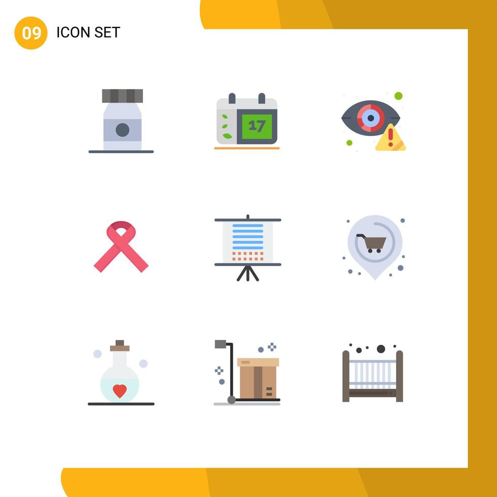 Set of 9 Commercial Flat Colors pack for data medical cyber health ribbon Editable Vector Design Elements