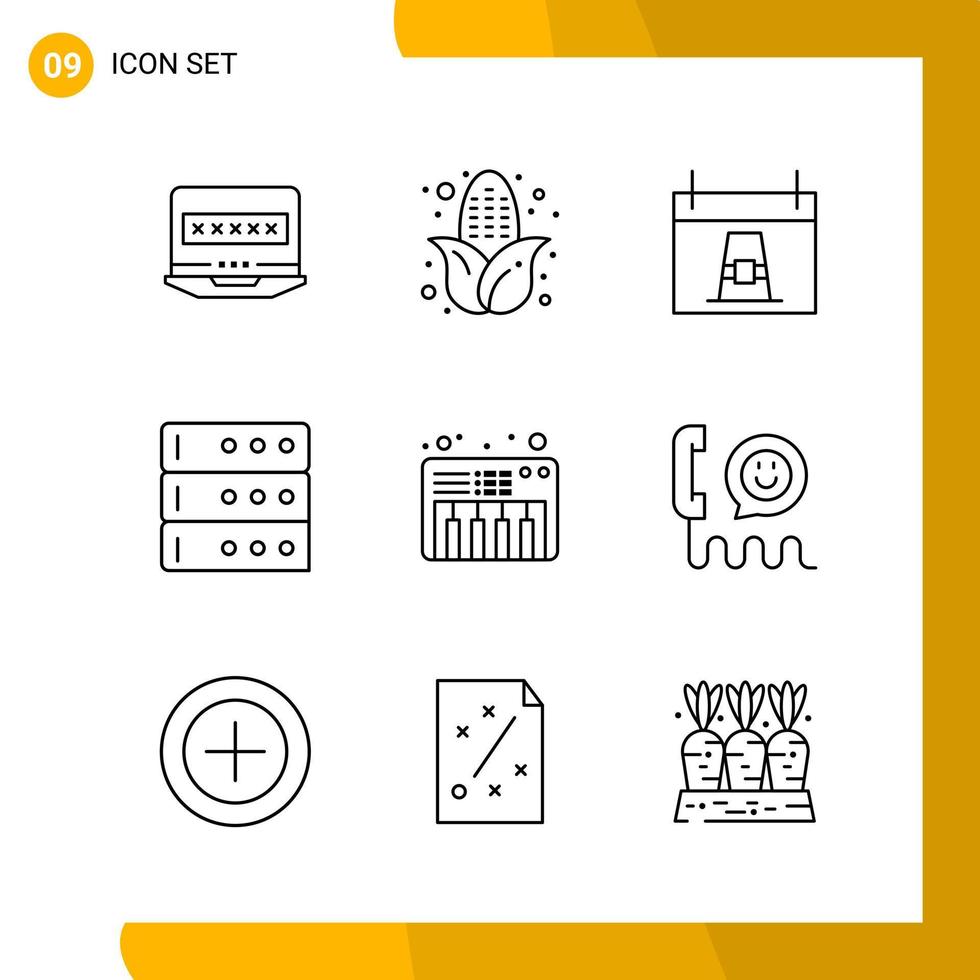 9 Icon Set Line Style Icon Pack Outline Symbols isolated on White Backgound for Responsive Website Designing vector