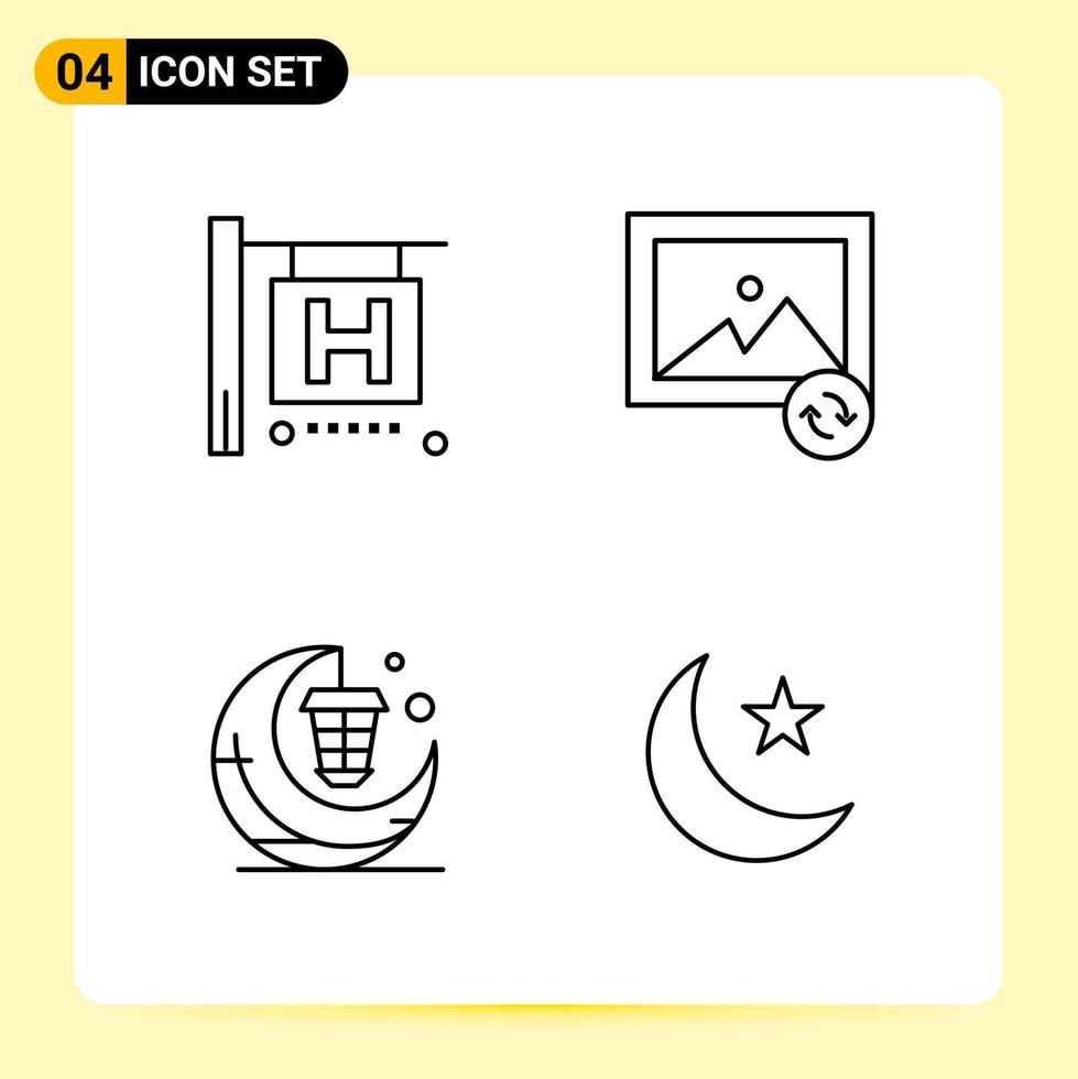 4 Creative Icons for Modern website design and responsive mobile apps 4 Outline Symbols Signs on White Background 4 Icon Pack vector