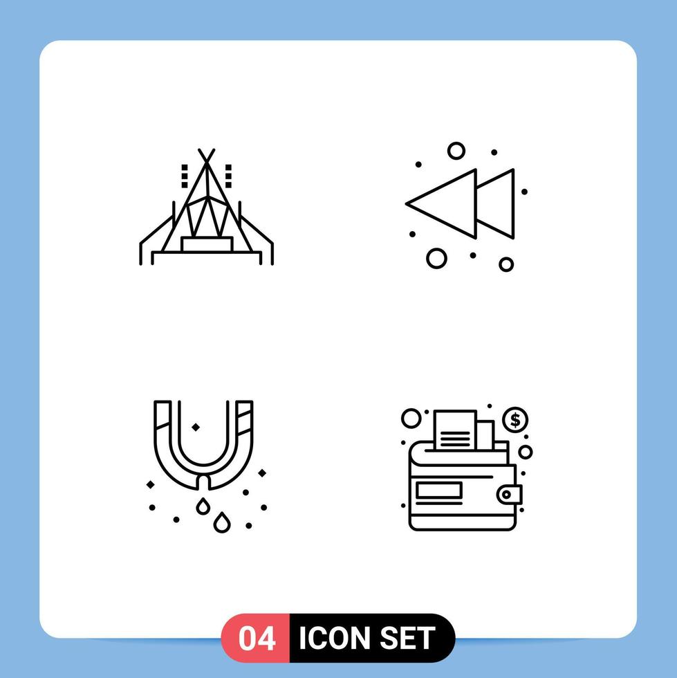Universal Icon Symbols Group of 4 Modern Filledline Flat Colors of camp plumbing arrow leak money Editable Vector Design Elements