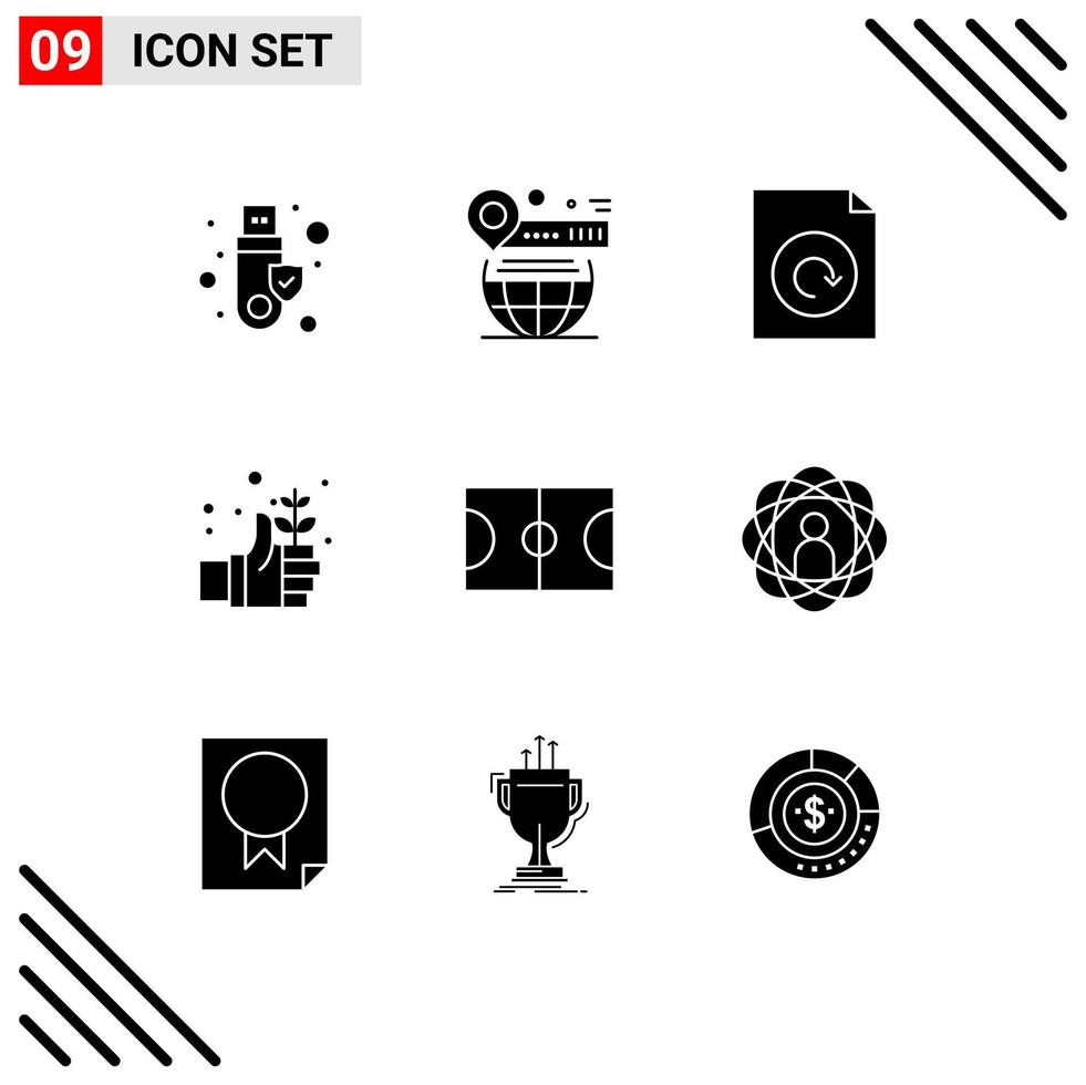 Set of 9 Modern UI Icons Symbols Signs for field hand website safe earth Editable Vector Design Elements