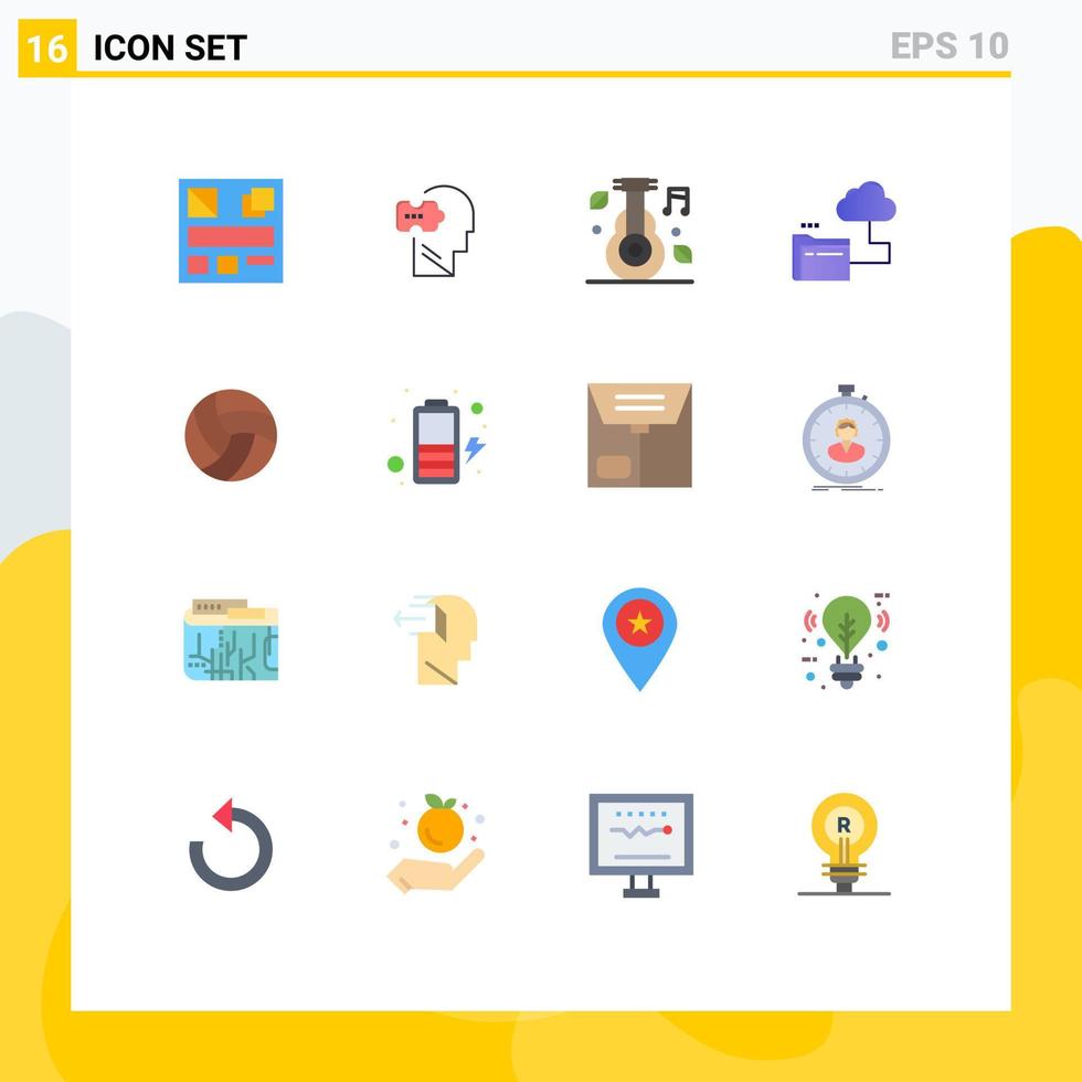 16 Thematic Vector Flat Colors and Editable Symbols of volley file healthcare storage cloud Editable Pack of Creative Vector Design Elements