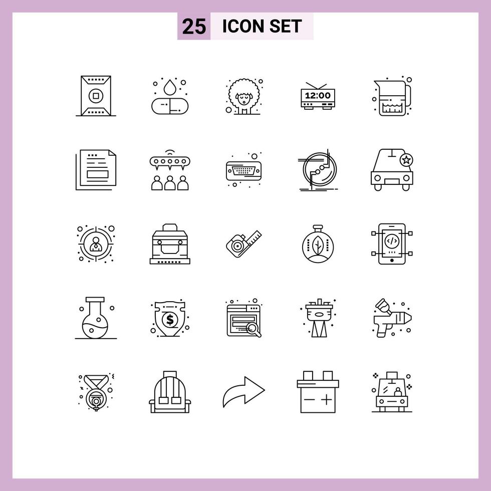 25 iconos creativos, signos y símbolos modernos de alimentos, medicina, resorte eléctrico, elementos de diseño vectorial editables vector