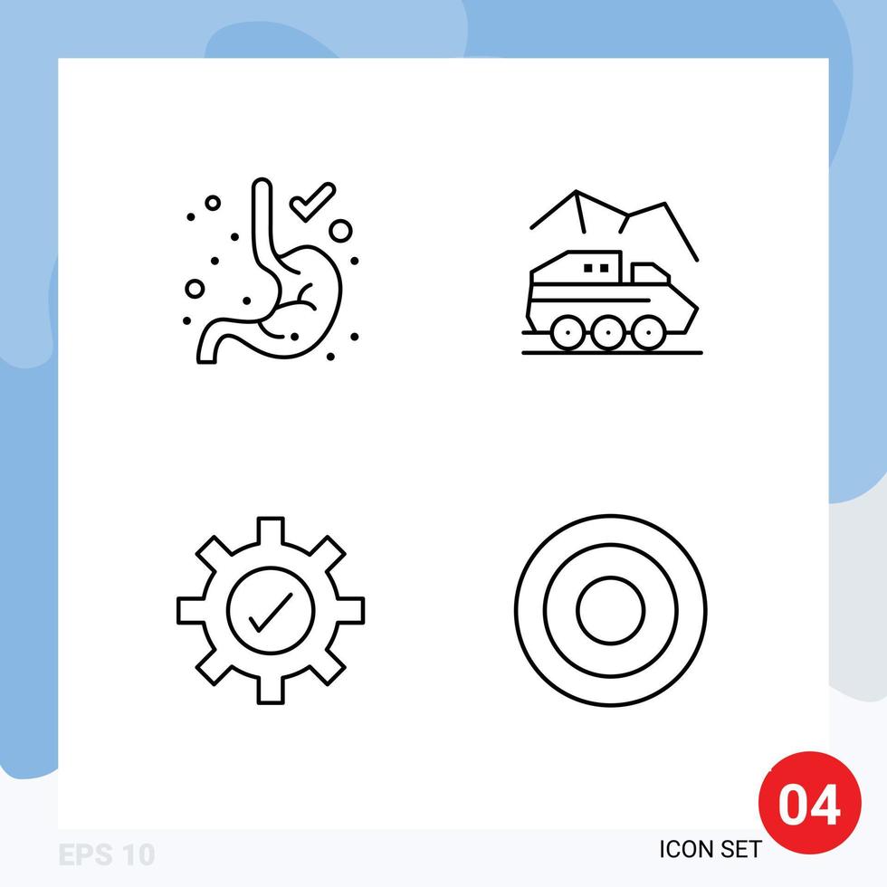 Modern Set of 4 Filledline Flat Colors Pictograph of digestion setting exploration surface basic Editable Vector Design Elements