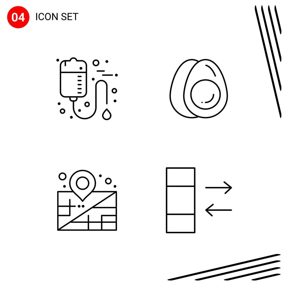 Collection of 4 Vector Icons in Line style Pixle Perfect Outline Symbols for Web and Mobile Line Icon Signs on White Background 4 Icons