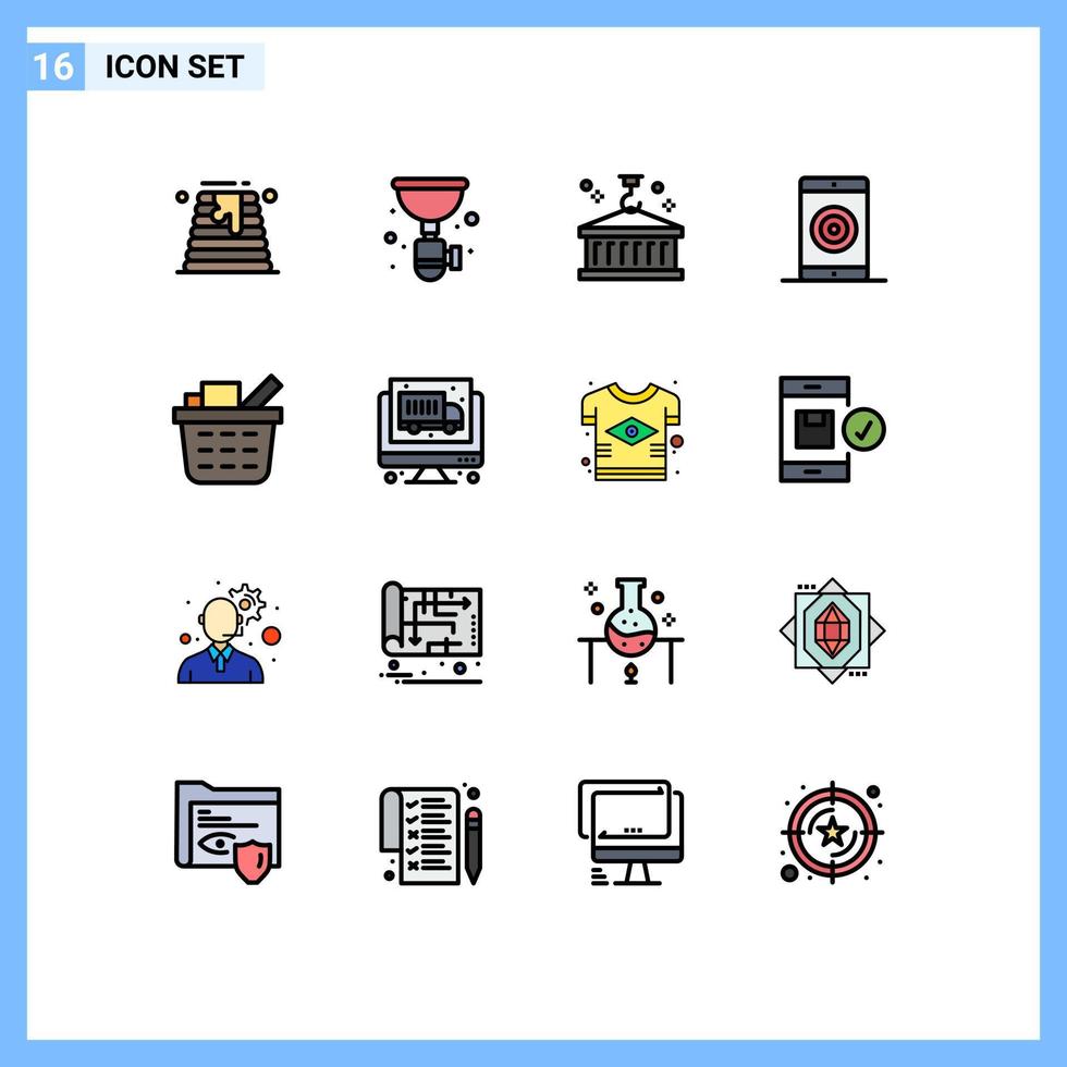 Set of 16 Modern UI Icons Symbols Signs for optimization media siphon engine logistic Editable Creative Vector Design Elements